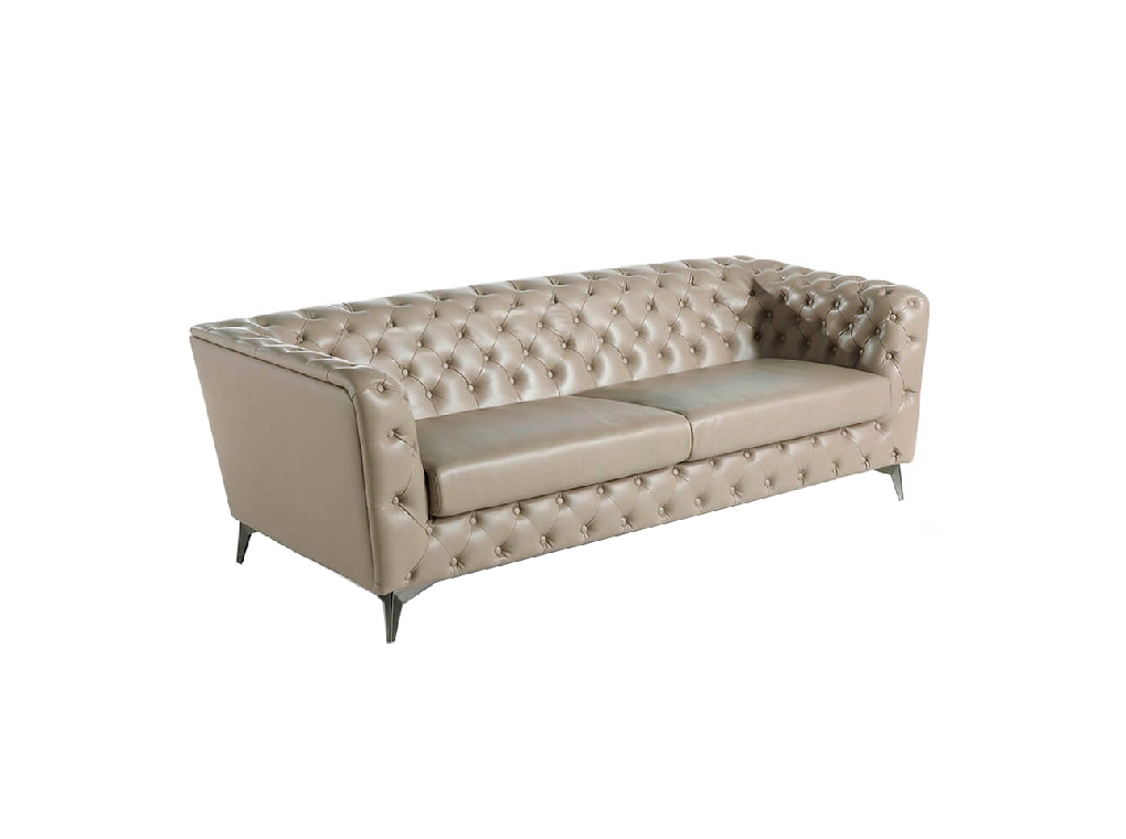3-Seater sofa upholstered in leather with steel legs in grey epoxi 3-Seater sofa upholstered in leather with steel legs in grey epoxi