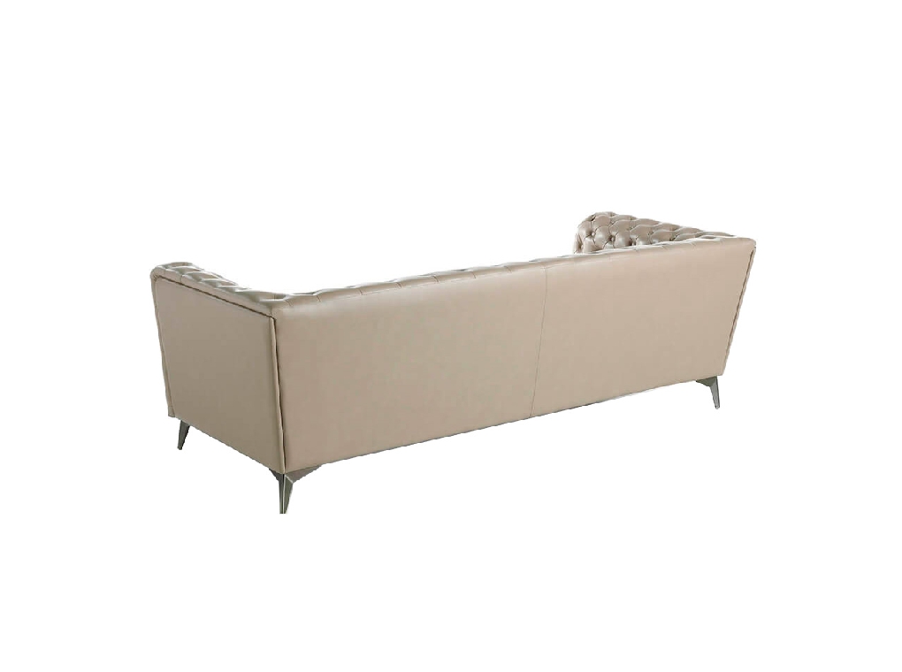 3-Seater sofa upholstered in leather with steel legs in grey epoxi 3-Seater sofa upholstered in leather with steel legs in grey epoxi