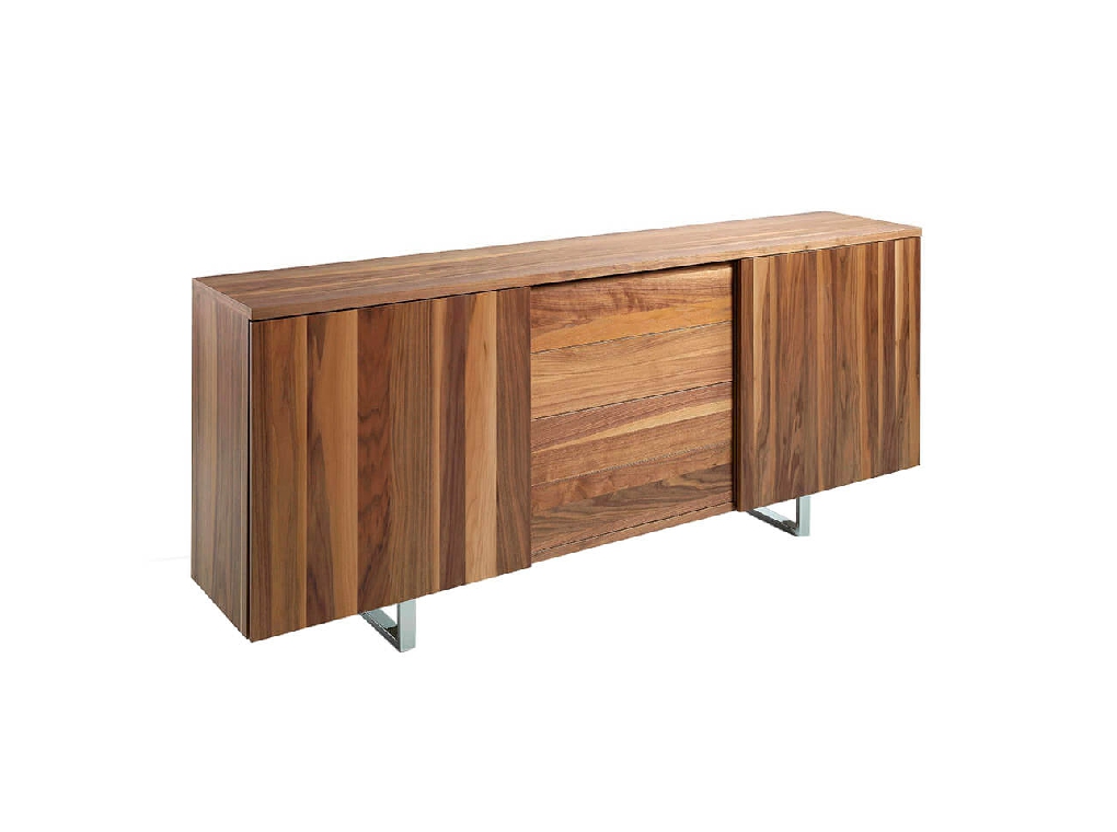 Walnut wood and chrome steel sideboard Walnut wood and chrome steel sideboard