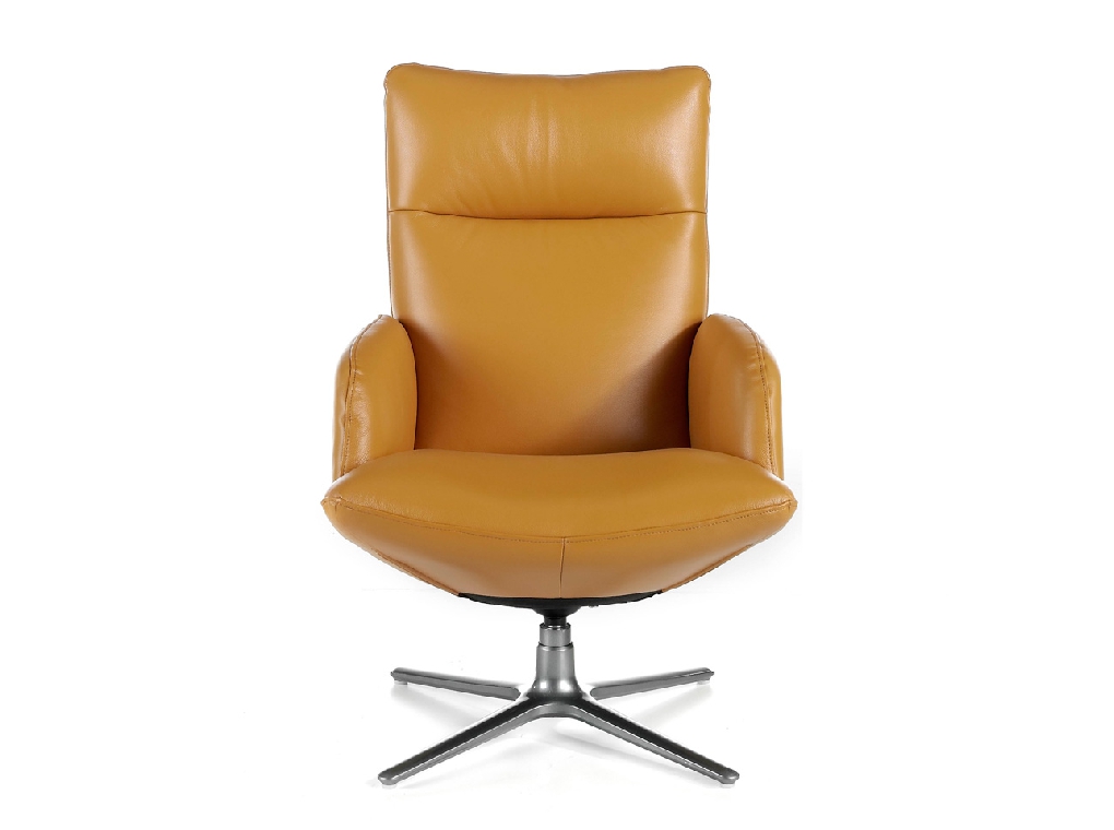 Swivel armchair upholstered in 2mm thick leather with stainless steel base Swivel armchair upholstered in 2mm thick leather with stainless steel base