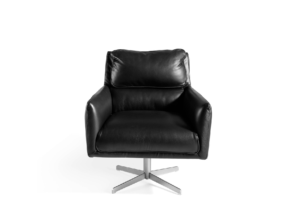 Swivel armchair upholstered in cowhide leather Swivel armchair upholstered in cowhide leather