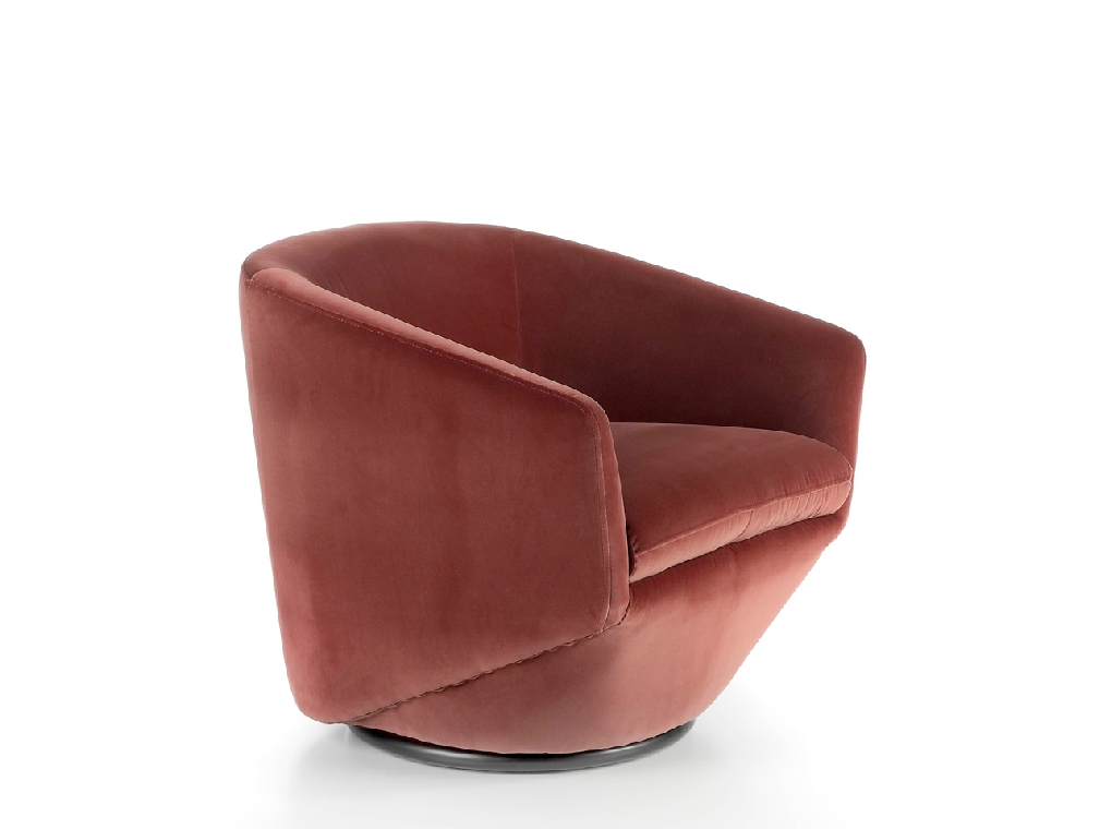 Swivel armchair upholstered in velvet