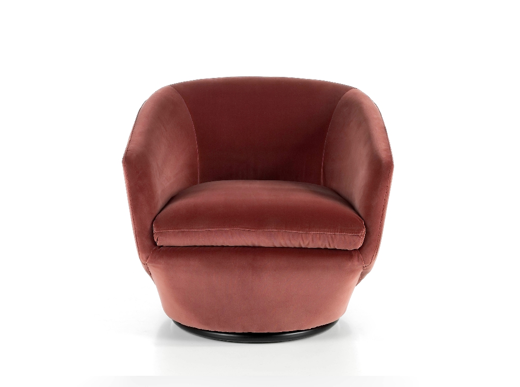 Fauteuil pivotant rembourré en velours