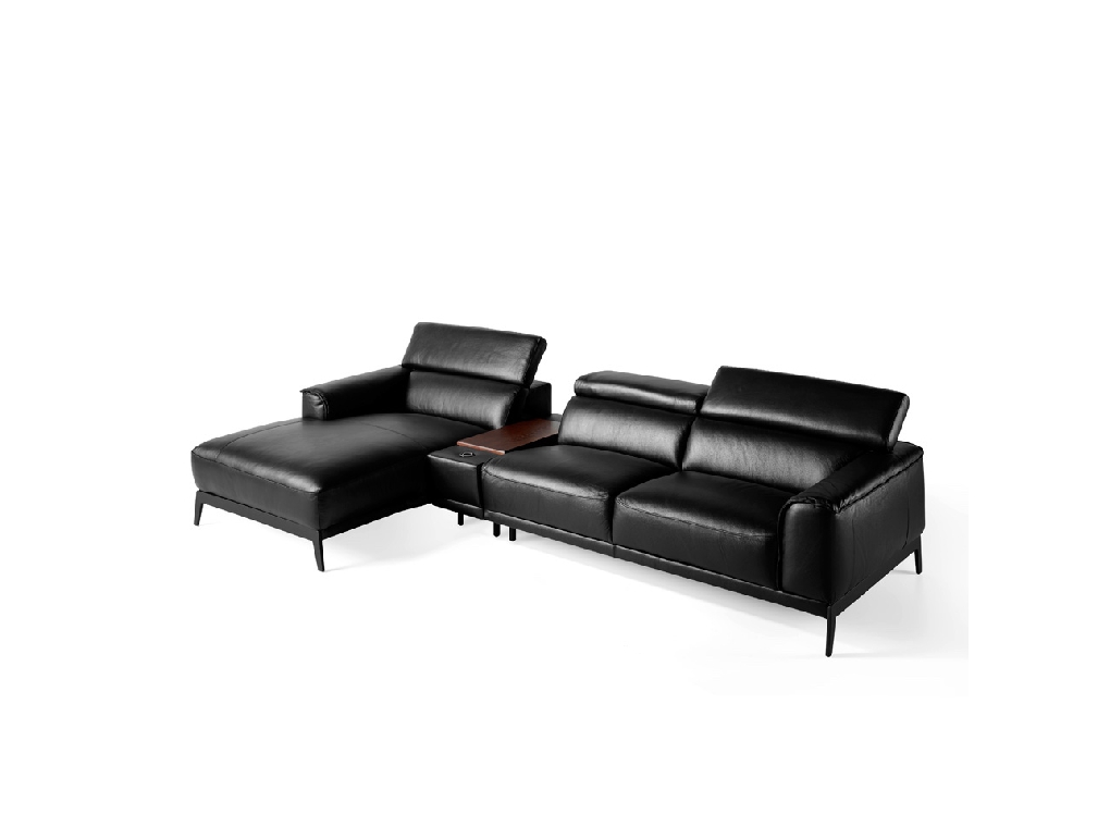 Chaise longue sofa upholstered in leather Chaise longue sofa upholstered in leather