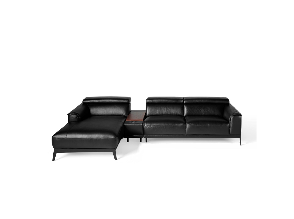 Chaise longue sofa upholstered in leather Chaise longue sofa upholstered in leather