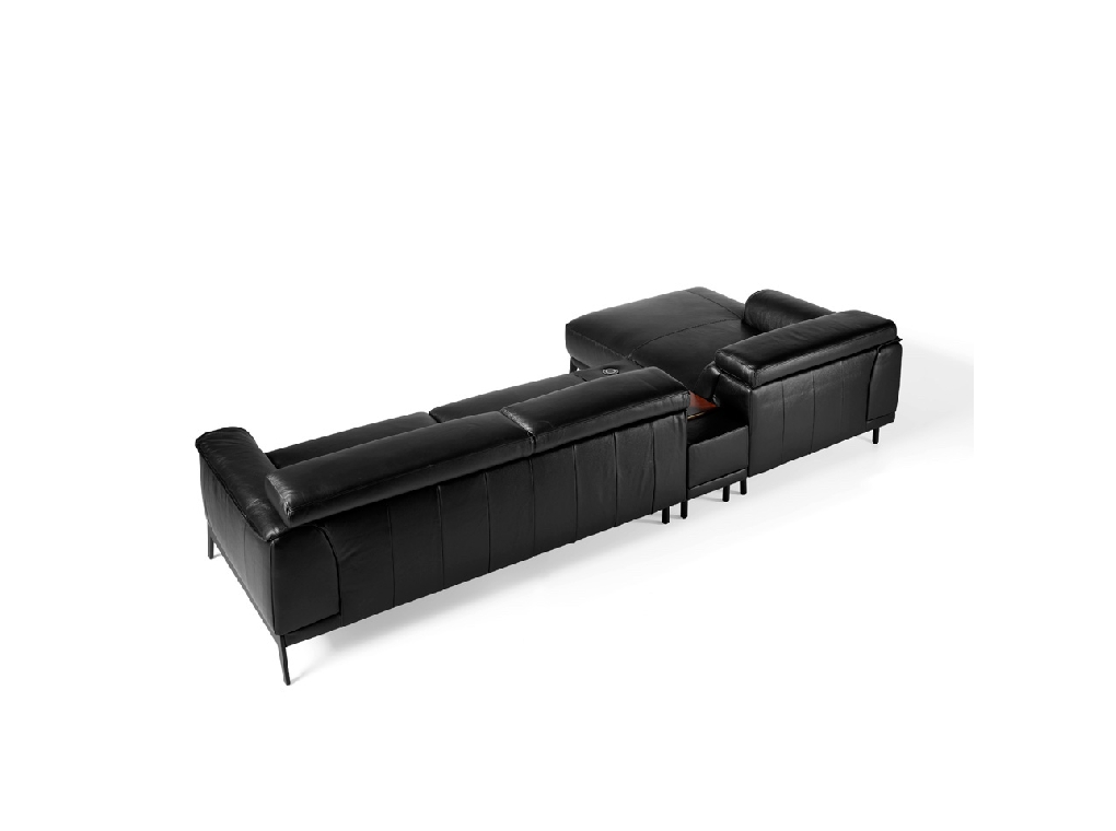Chaise longue sofa upholstered in leather Chaise longue sofa upholstered in leather