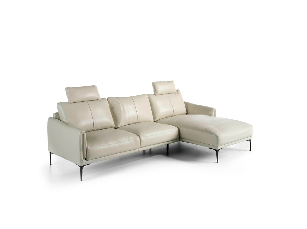Chaise longue sofa upholstered in leather Chaise longue sofa upholstered in leather