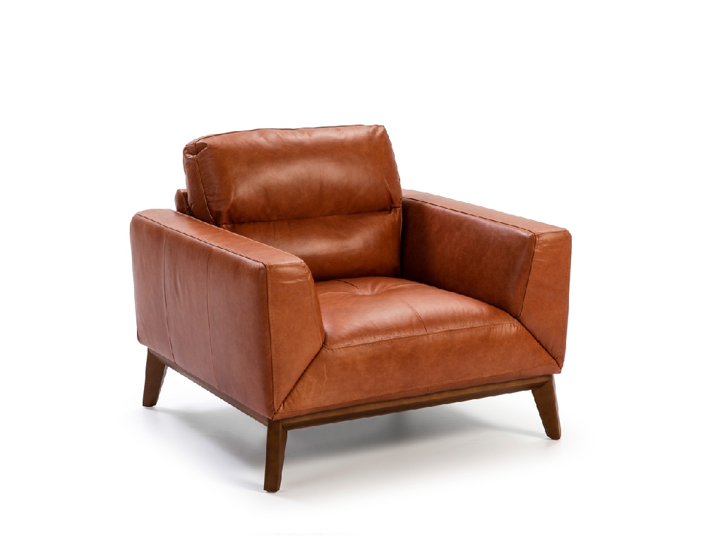 Armchair made of 2mm thick leather and legs structure in walnut wood Armchair made of 2mm thick leather and legs structure in walnut wood