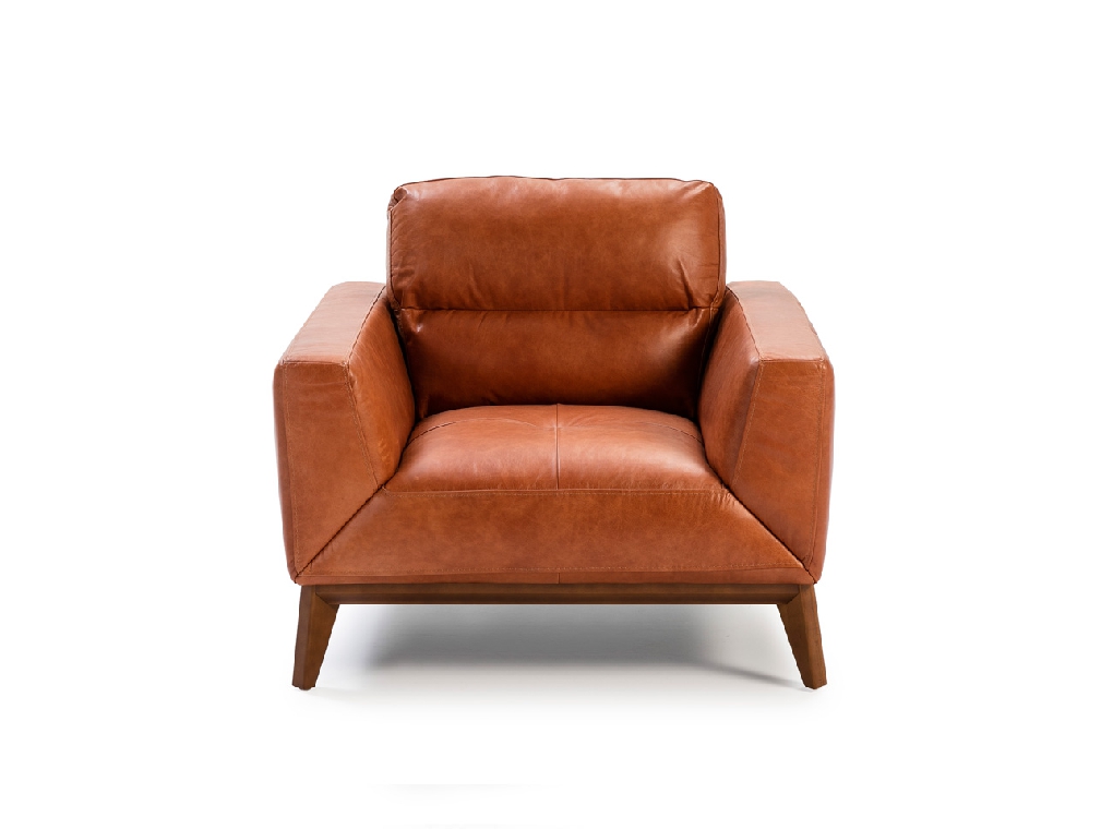 Armchair made of 2mm thick leather and legs structure in walnut wood Armchair made of 2mm thick leather and legs structure in walnut wood