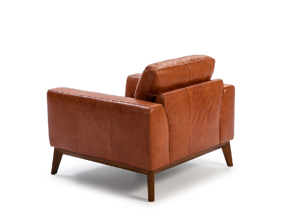 Armchair made of 2mm thick leather and legs structure in walnut wood Armchair made of 2mm thick leather and legs structure in walnut wood