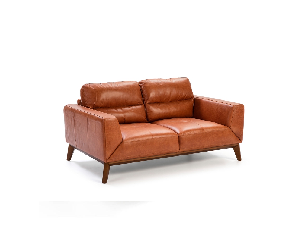 2-Sitzer-Sofa mit Lederbezug und Beinen aus Walnussholz 2-Sitzer-Sofa mit Lederbezug und Beinen aus Walnussholz