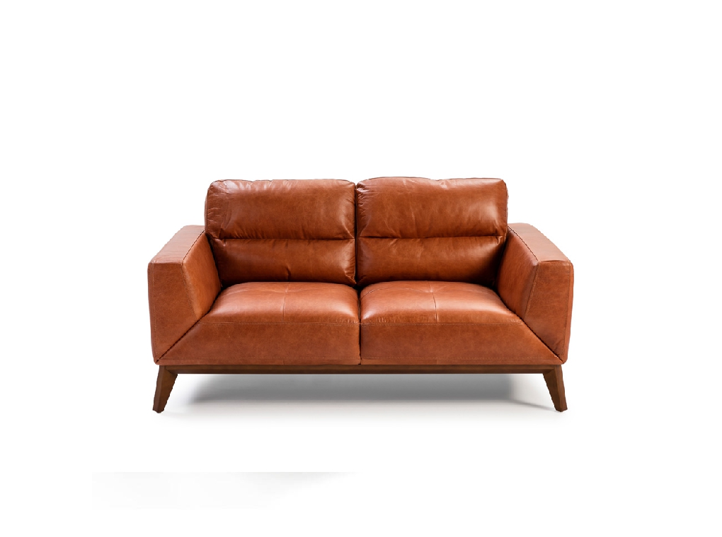2-Sitzer-Sofa mit Lederbezug und Beinen aus Walnussholz 2-Sitzer-Sofa mit Lederbezug und Beinen aus Walnussholz