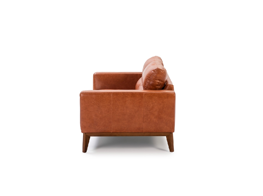 2-Sitzer-Sofa mit Lederbezug und Beinen aus Walnussholz 2-Sitzer-Sofa mit Lederbezug und Beinen aus Walnussholz