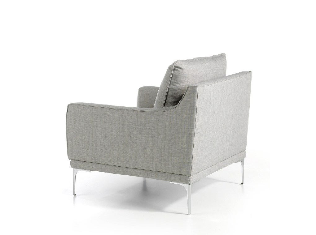 Armchair upholstered in fabric and chrome steel legs Armchair upholstered in fabric and chrome steel legs