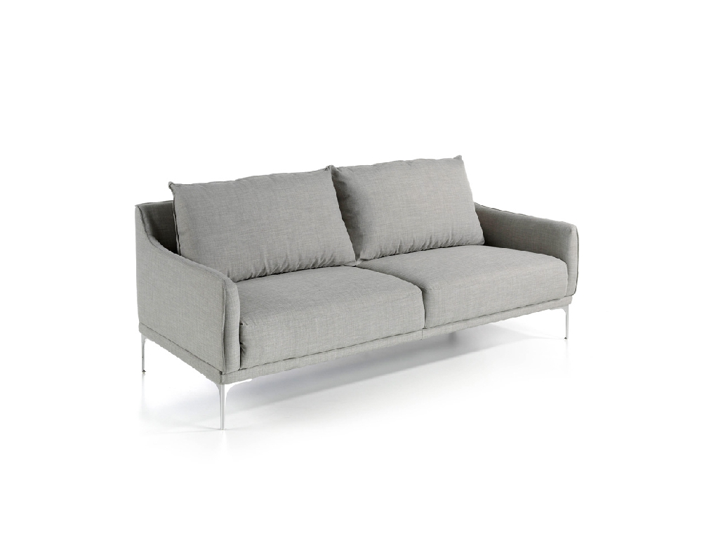 3-seater sofa upholstered in fabric with chromed steel legs