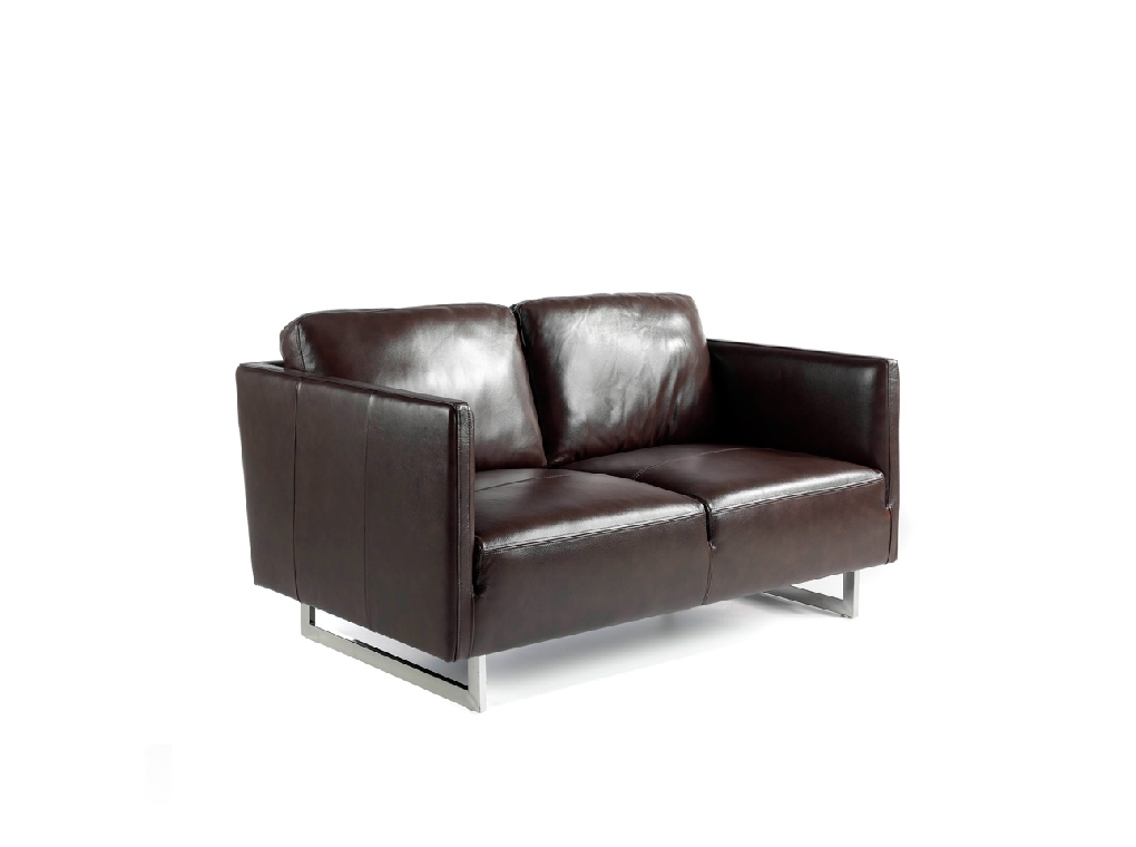 2 seater sofa upholstered in leather with chrome steel legs 2 seater sofa upholstered in leather with chrome steel legs