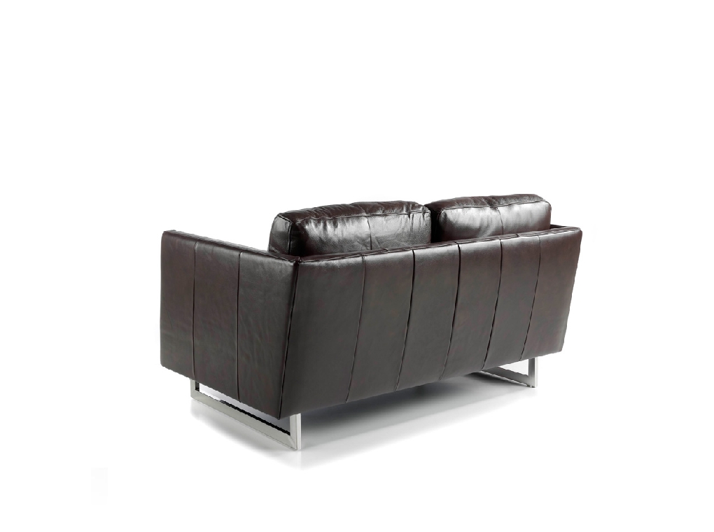 2 seater sofa upholstered in leather with chrome steel legs 2 seater sofa upholstered in leather with chrome steel legs