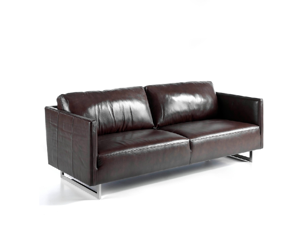 3 seat leather upholstered sofa with stainless steel legs 3 seat leather upholstered sofa with stainless steel legs