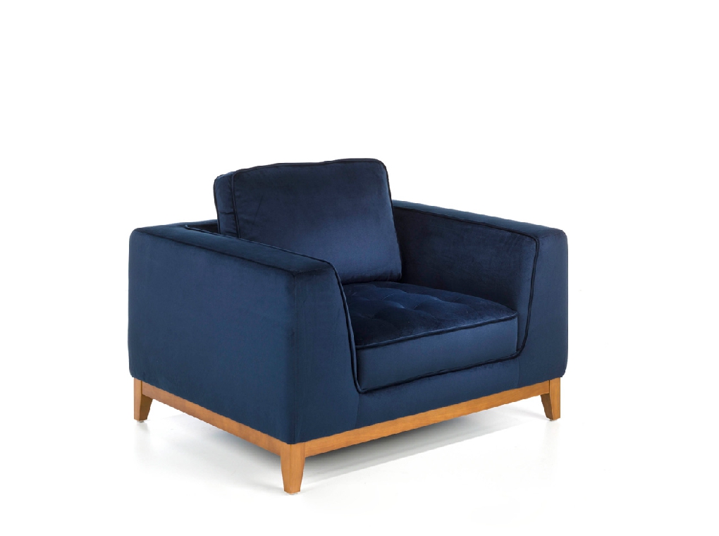 Armchair with legs in wood upholstered in velvet effect fabric Armchair with legs in wood upholstered in velvet effect fabric