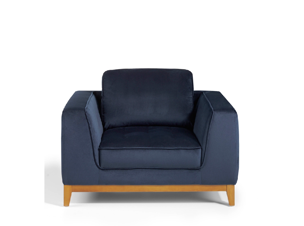 Armchair with legs in wood upholstered in velvet effect fabric Armchair with legs in wood upholstered in velvet effect fabric