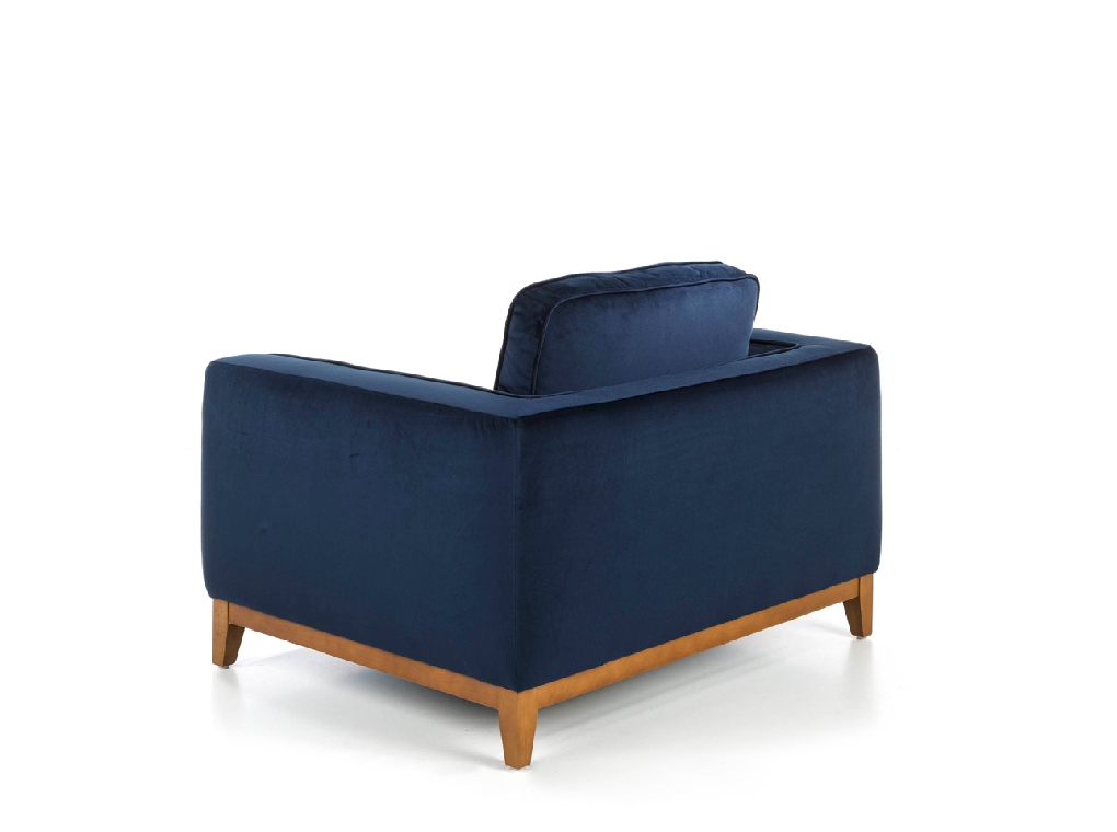 Armchair with legs in wood upholstered in velvet effect fabric Armchair with legs in wood upholstered in velvet effect fabric
