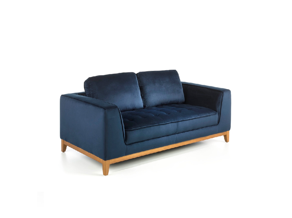 2-seater sofa upholstered in velvet with Walnut wood legs 2-seater sofa upholstered in velvet with Walnut wood legs