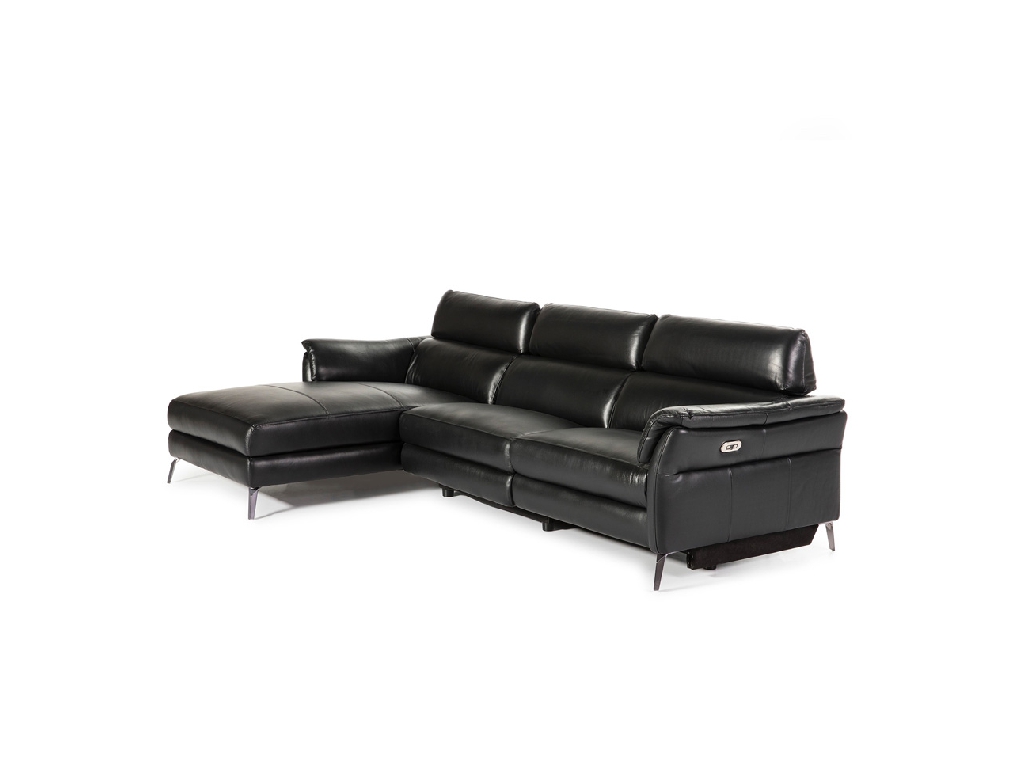 Chaise longue Sofa upholstered in leather with folding electric relax mechanism Chaise longue Sofa upholstered in leather with folding electric relax mechanism
