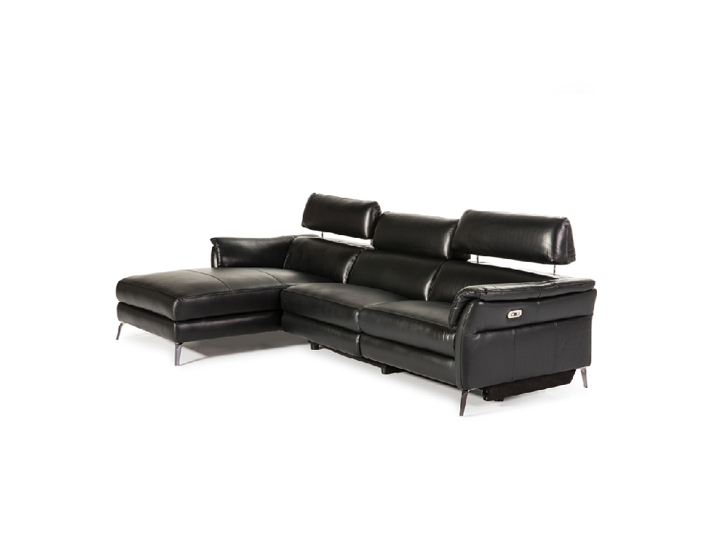 Chaise longue Sofa upholstered in leather with folding electric relax mechanism Chaise longue Sofa upholstered in leather with folding electric relax mechanism