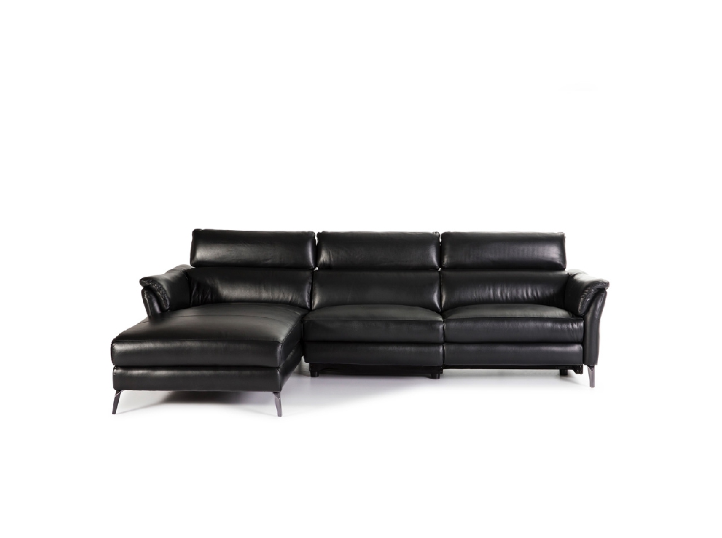 Chaise longue Sofa upholstered in leather with folding electric relax mechanism Chaise longue Sofa upholstered in leather with folding electric relax mechanism