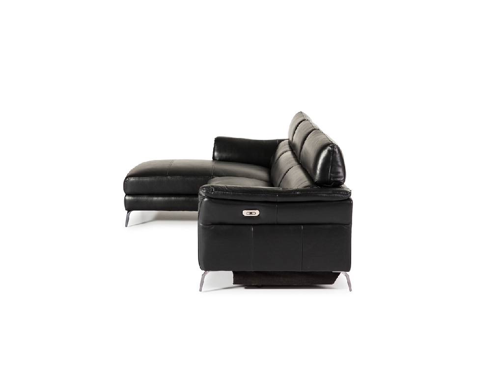 Chaise longue Sofa upholstered in leather with folding electric relax mechanism Chaise longue Sofa upholstered in leather with folding electric relax mechanism