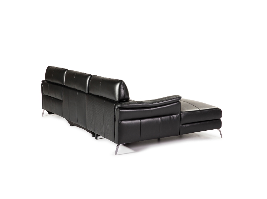 Chaise longue Sofa upholstered in leather with folding electric relax mechanism Chaise longue Sofa upholstered in leather with folding electric relax mechanism
