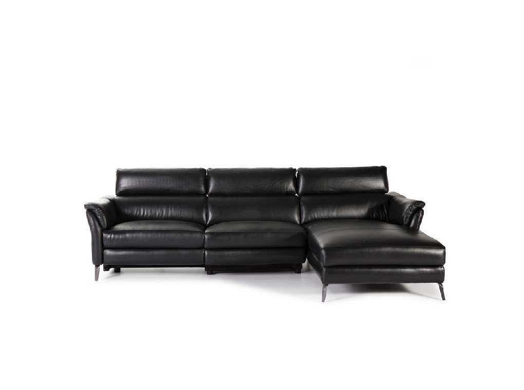 Chaise longue Sofa upholstered in leather with folding electric relax mechanism Chaise longue Sofa upholstered in leather with folding electric relax mechanism