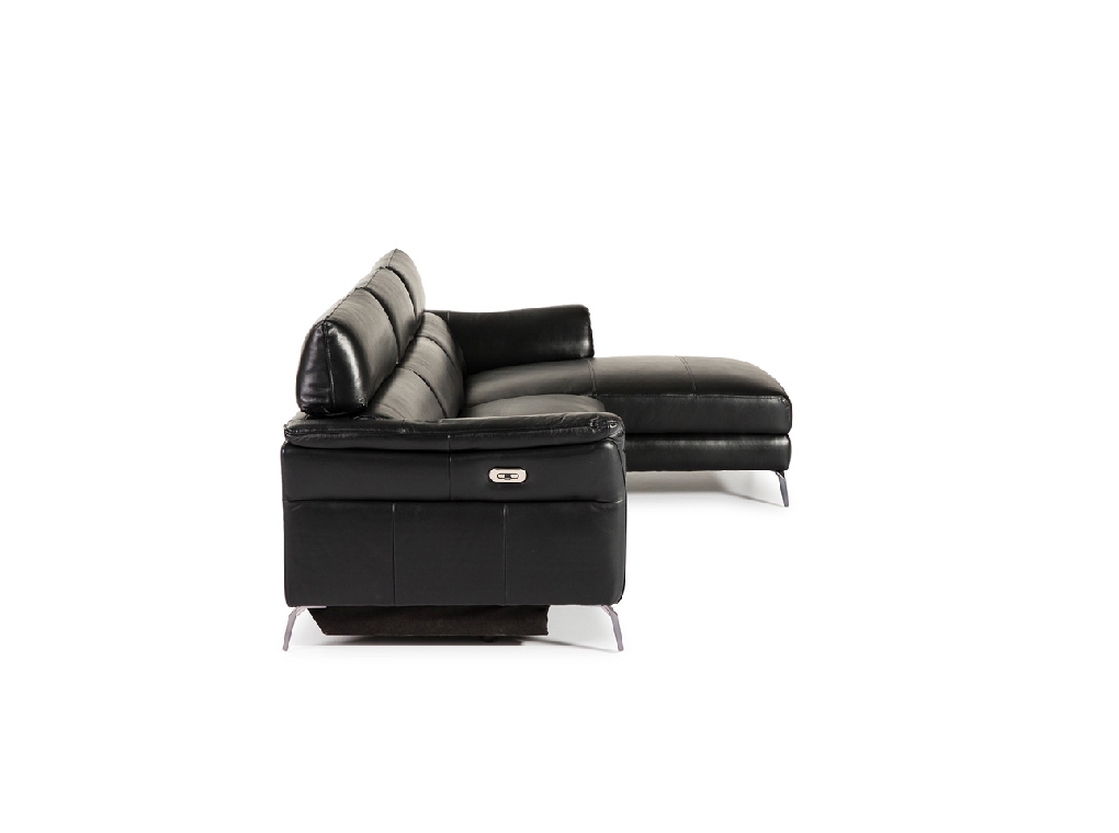 Chaise longue Sofa upholstered in leather with folding electric relax mechanism Chaise longue Sofa upholstered in leather with folding electric relax mechanism