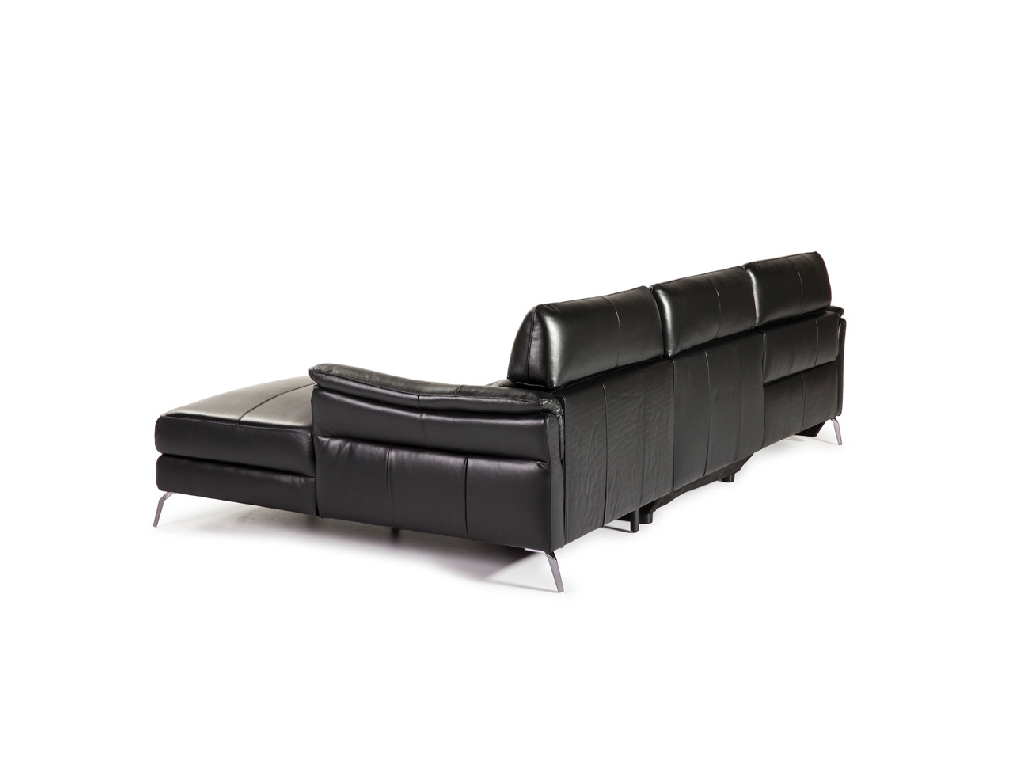 Chaise longue Sofa upholstered in leather with folding electric relax mechanism Chaise longue Sofa upholstered in leather with folding electric relax mechanism