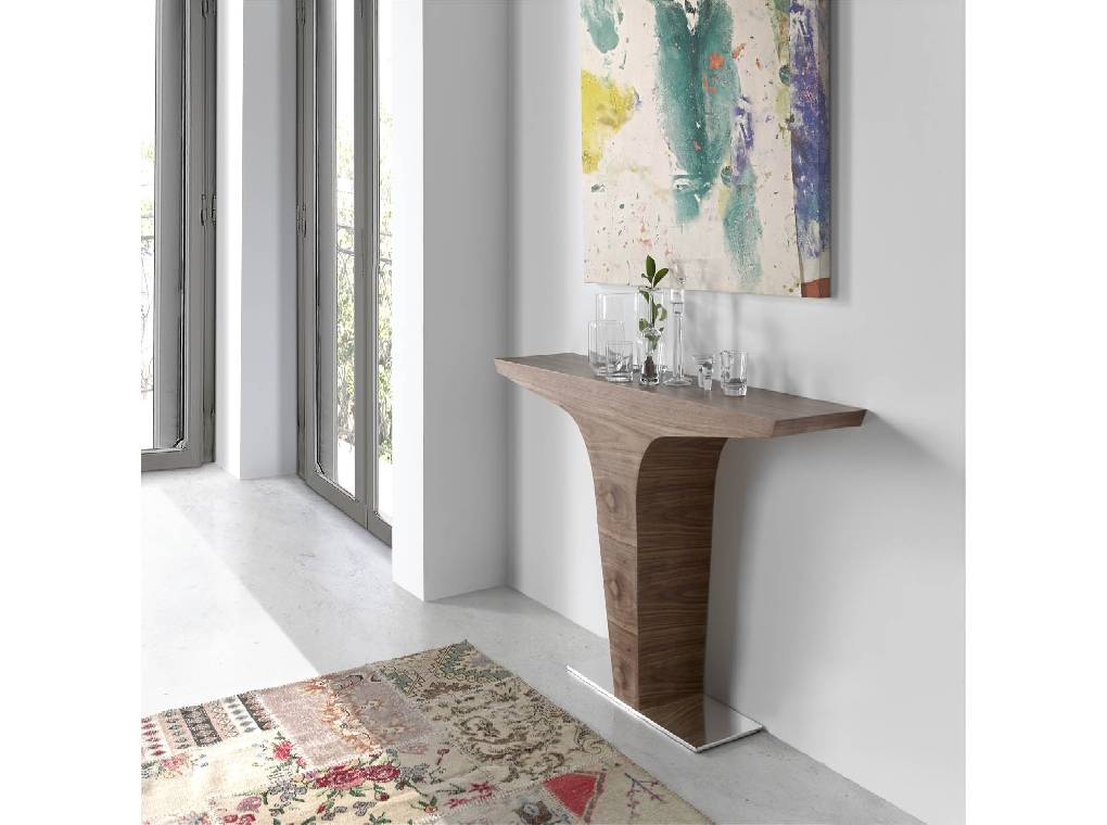 Walnut-veneered wooden console Walnut-veneered wooden console