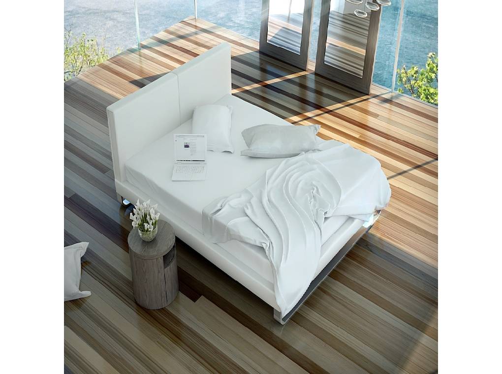 Upholstered bed with solid stainless steel frame Upholstered bed with solid stainless steel frame