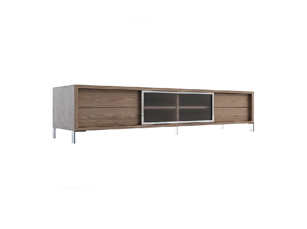 TV stand in walnut veneered wood. TV stand in walnut veneered wood.