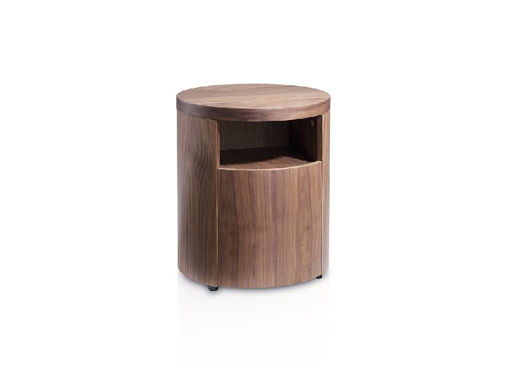 Night table in walnut veneered wood with hidden drawer. Night table in walnut veneered wood with hidden drawer.