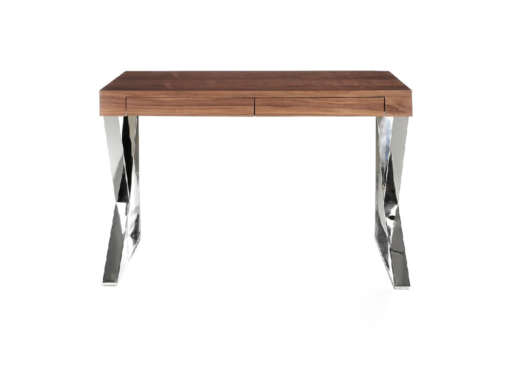 Walnut wood and chrome steel office desk