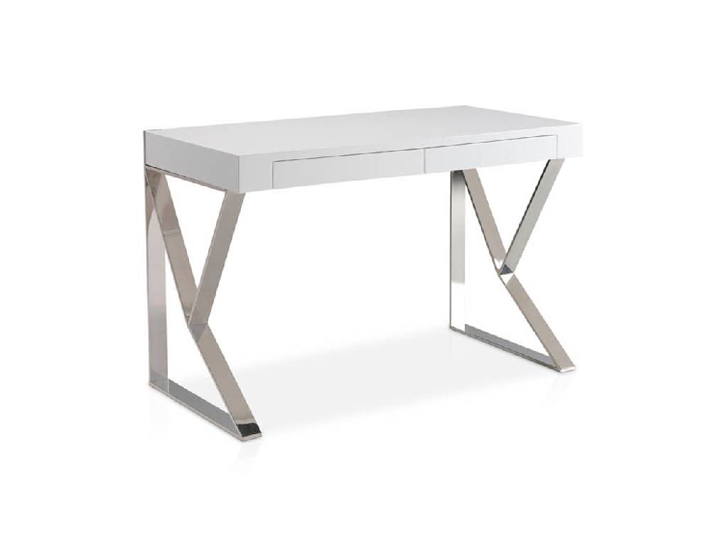 Lacquered office desk with stainless steel frame Lacquered office desk with stainless steel frame
