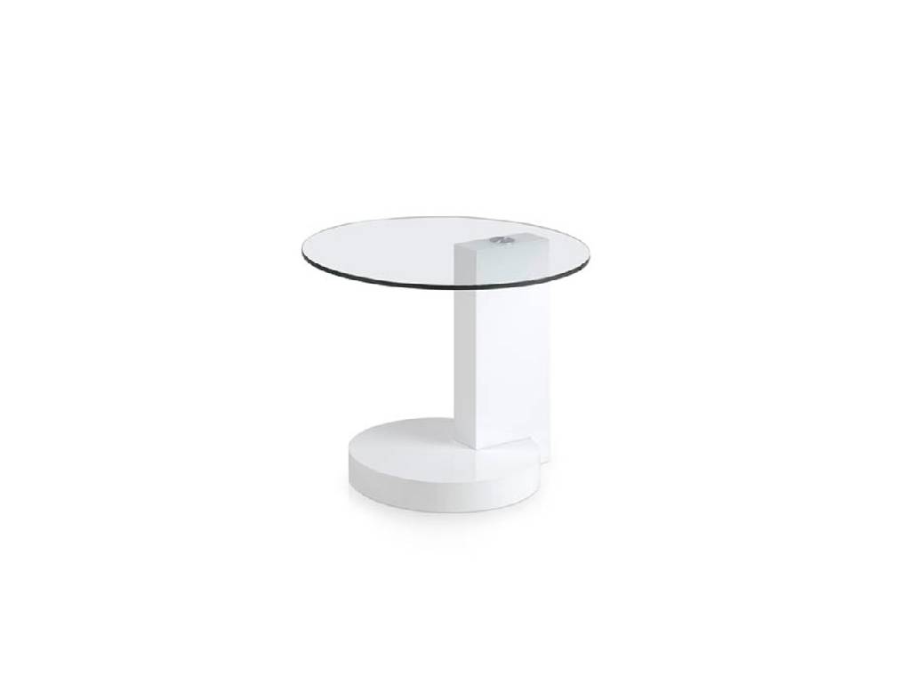 Lacquered corner table and tempered glass top Lacquered corner table and tempered glass top