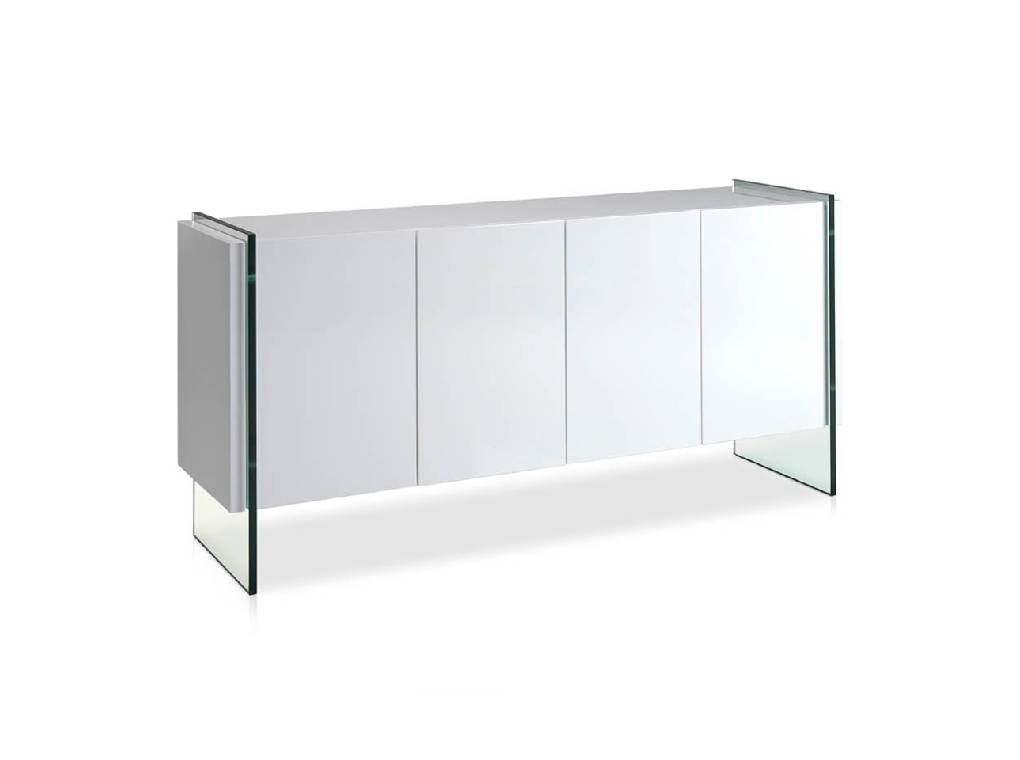 Lacquered sideboard with tempered glass sides Lacquered sideboard with tempered glass sides