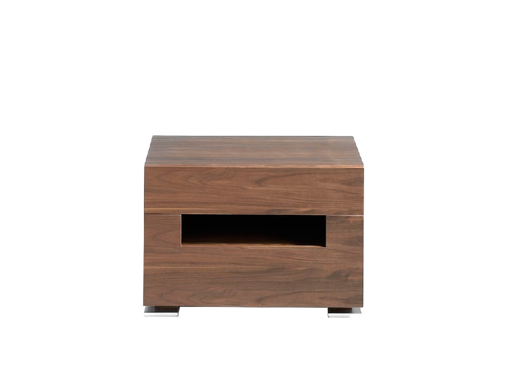 Walnut wood bedside table with interior led lighting