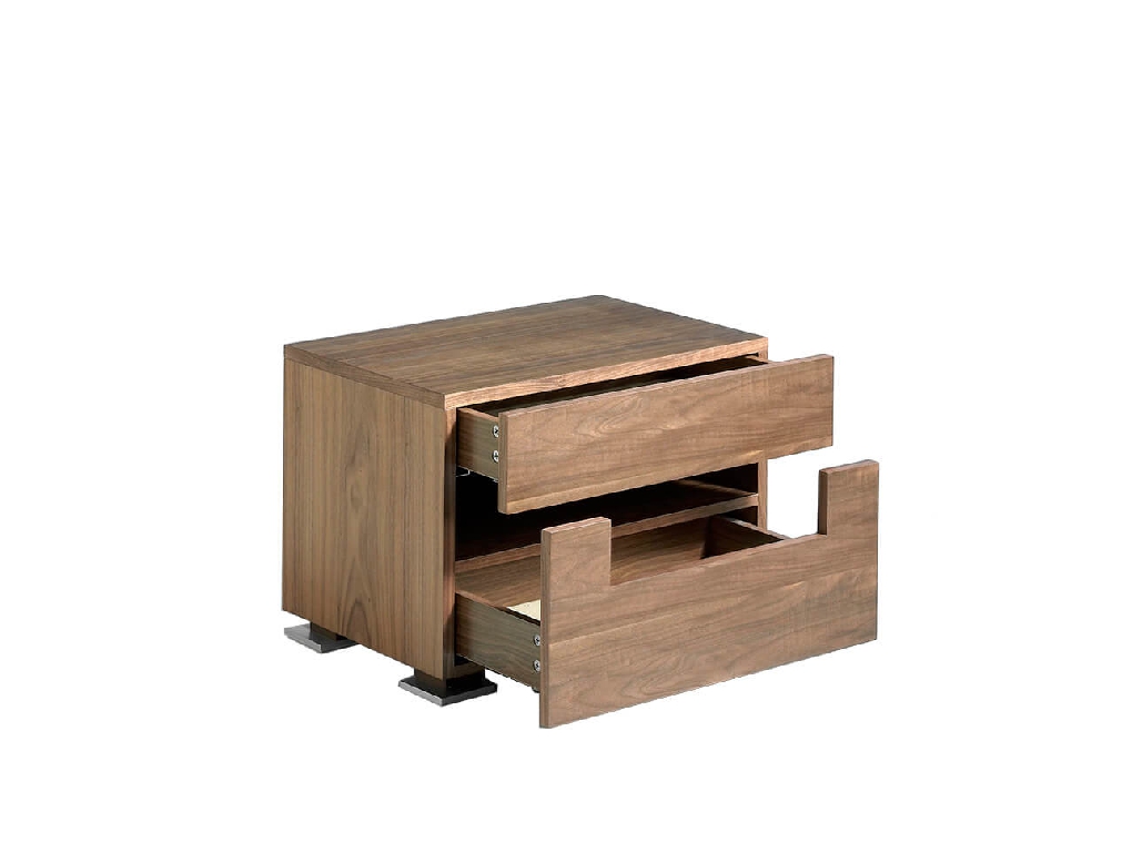 Walnut wood bedside table with interior led lighting