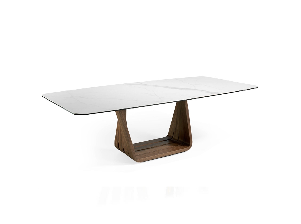 Mesa comedor de porcelánico y madera Nogal Mesa comedor de porcelánico y madera Nogal