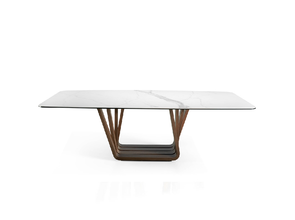 Mesa comedor de porcelánico y madera Nogal Mesa comedor de porcelánico y madera Nogal
