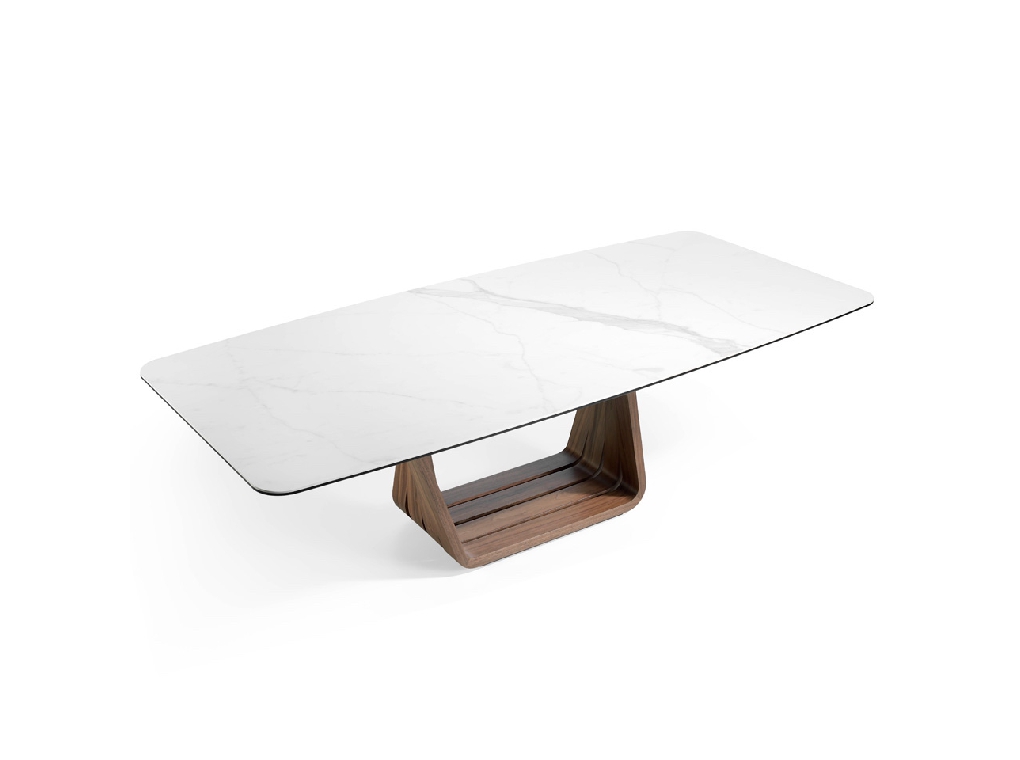 Mesa comedor de porcelánico y madera Nogal Mesa comedor de porcelánico y madera Nogal