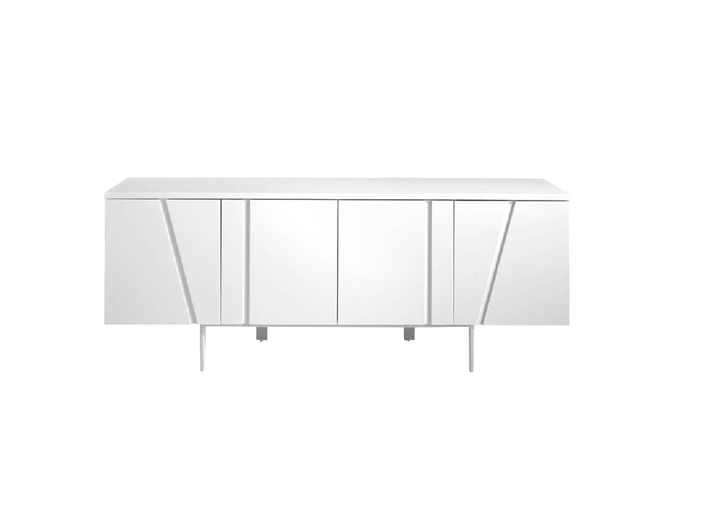 White wood and steel sideboard