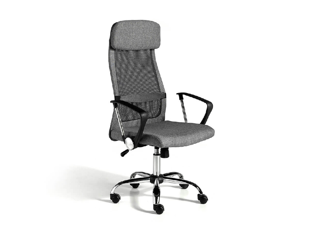 Gray swivel office chair with chromed steel frame Gray swivel office chair with chromed steel frame