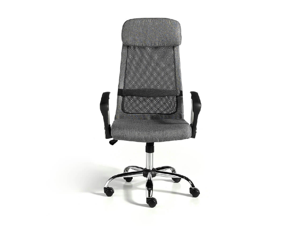 Gray swivel office chair with chromed steel frame Gray swivel office chair with chromed steel frame